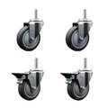 Service Caster 4 Inch Thermoplastic  Rubber Wheel Swivel 34 Inch Threaded Stem Caster Set 2 Brakes SCC SCC-TS20S414-TPRB-34212-2-PLB-2